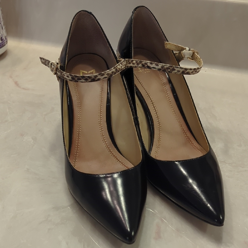 Marc Fisher Black Heels with Snakeskin Strap